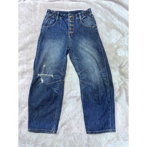 Pilcro Denim - Pilcro by Anthropologie Jeans Womens 27 High Rise Wide Leg Button Fly Dark Wash